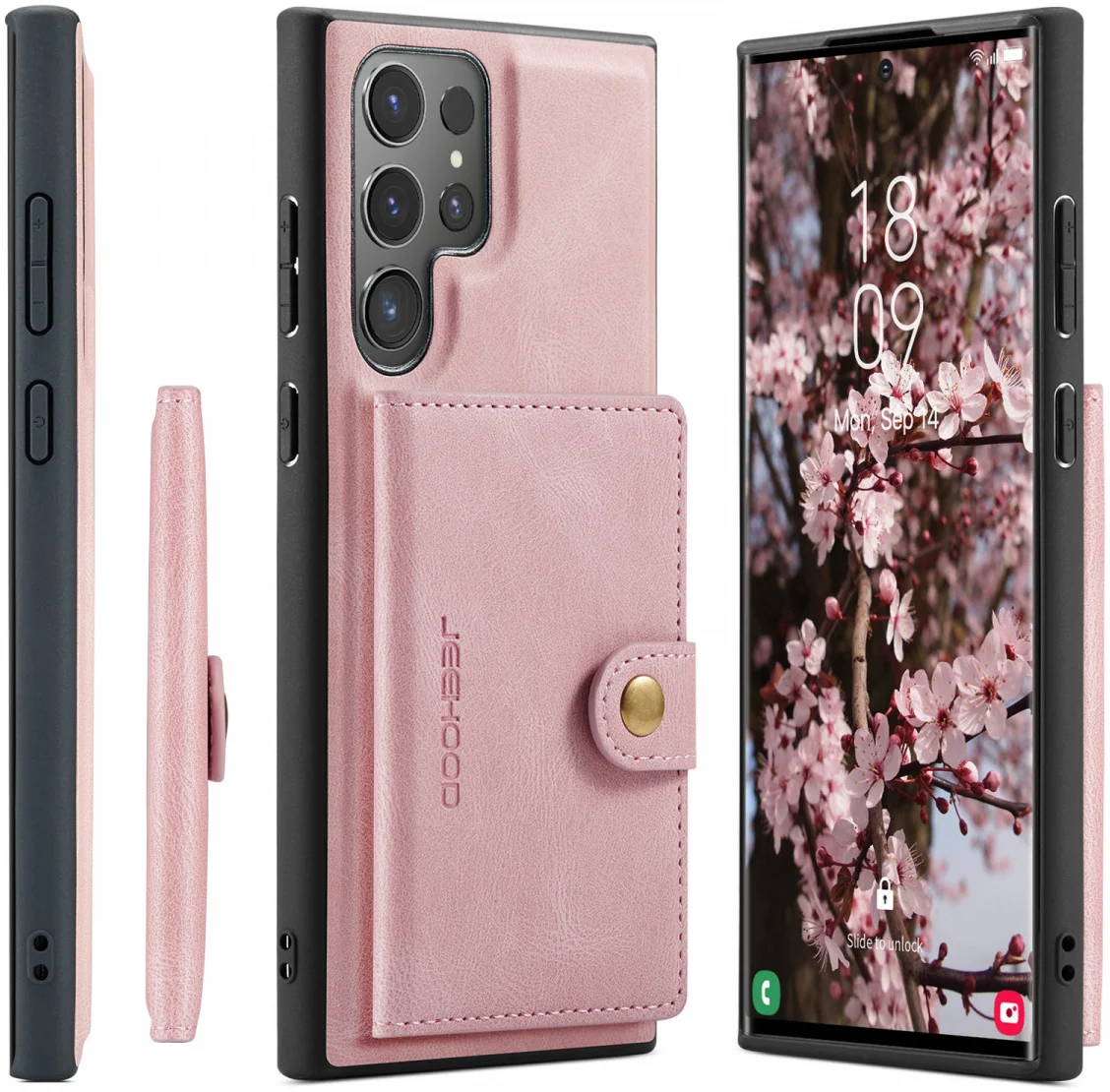 CaseMe JH-01 Samsung Galaxy S24 Ultra Hoes Magnetische Kaarthouder Roze afbeelding 25