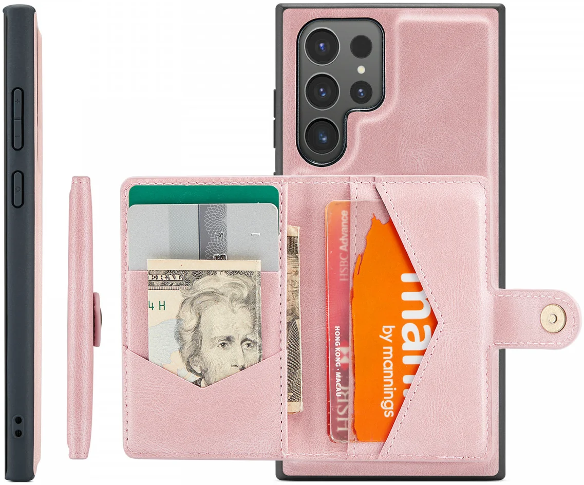 CaseMe JH-01 Samsung Galaxy S24 Ultra Hoes Magnetische Kaarthouder Roze afbeelding 5