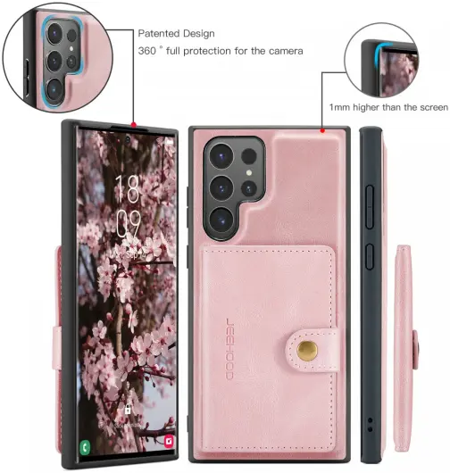 CaseMe JH-01 Samsung Galaxy S24 Ultra Hoes Magnetische Kaarthouder Roze afbeelding 12