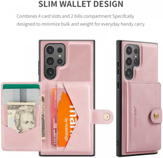 CaseMe JH-01 Samsung Galaxy S24 Ultra Hoes Magnetische Kaarthouder Roze afbeelding 13
