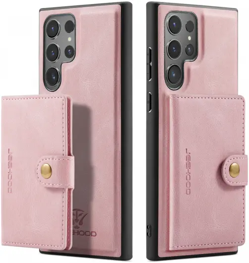 CaseMe JH-01 Samsung Galaxy S24 Ultra Hoes Magnetische Kaarthouder Roze afbeelding 2
