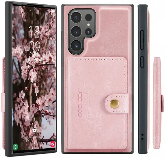 CaseMe JH-01 Samsung Galaxy S24 Ultra Hoes Magnetische Kaarthouder Roze afbeelding 24