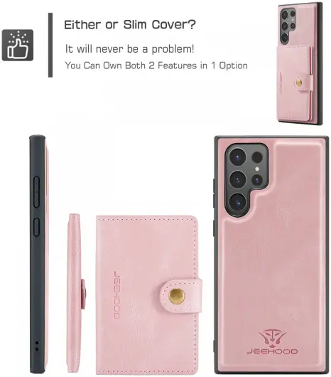 CaseMe JH-01 Samsung Galaxy S24 Ultra Hoes Magnetische Kaarthouder Roze afbeelding 7