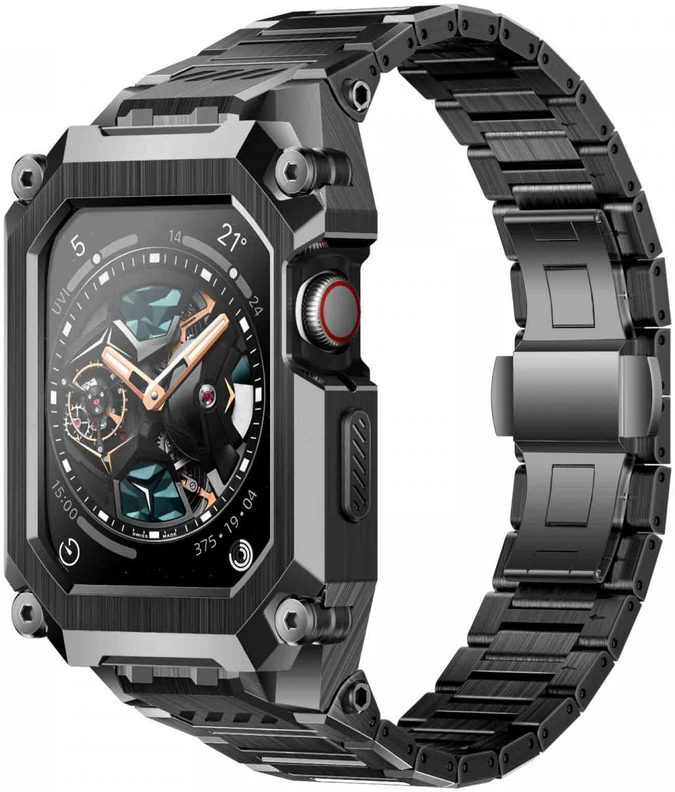 SUPCASE UB - Stalen Apple Watch 45MM / 44MM Case met Schakelband - Zwart afbeelding 1