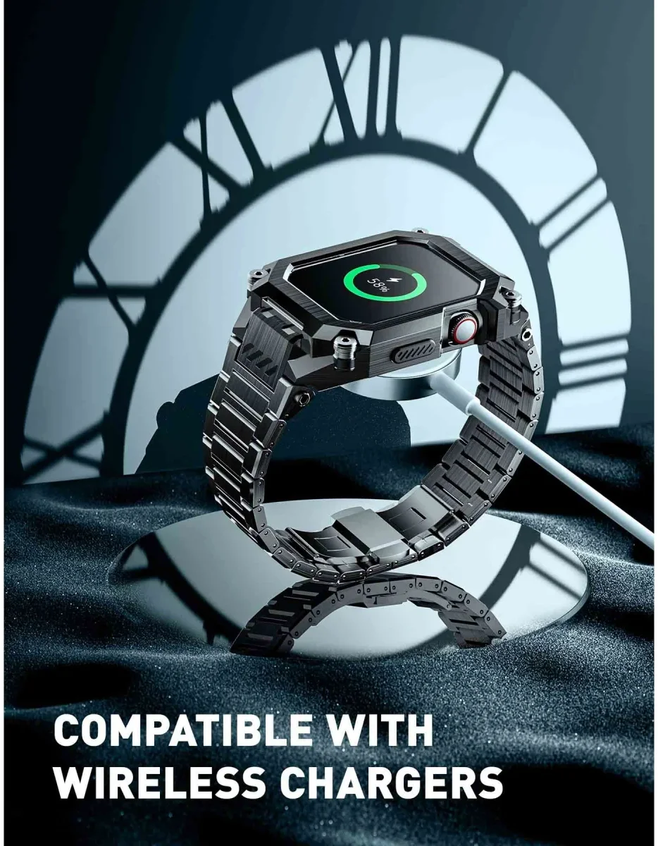 SUPCASE UB - Stalen Apple Watch 45MM / 44MM Case met Schakelband - Zwart afbeelding 8