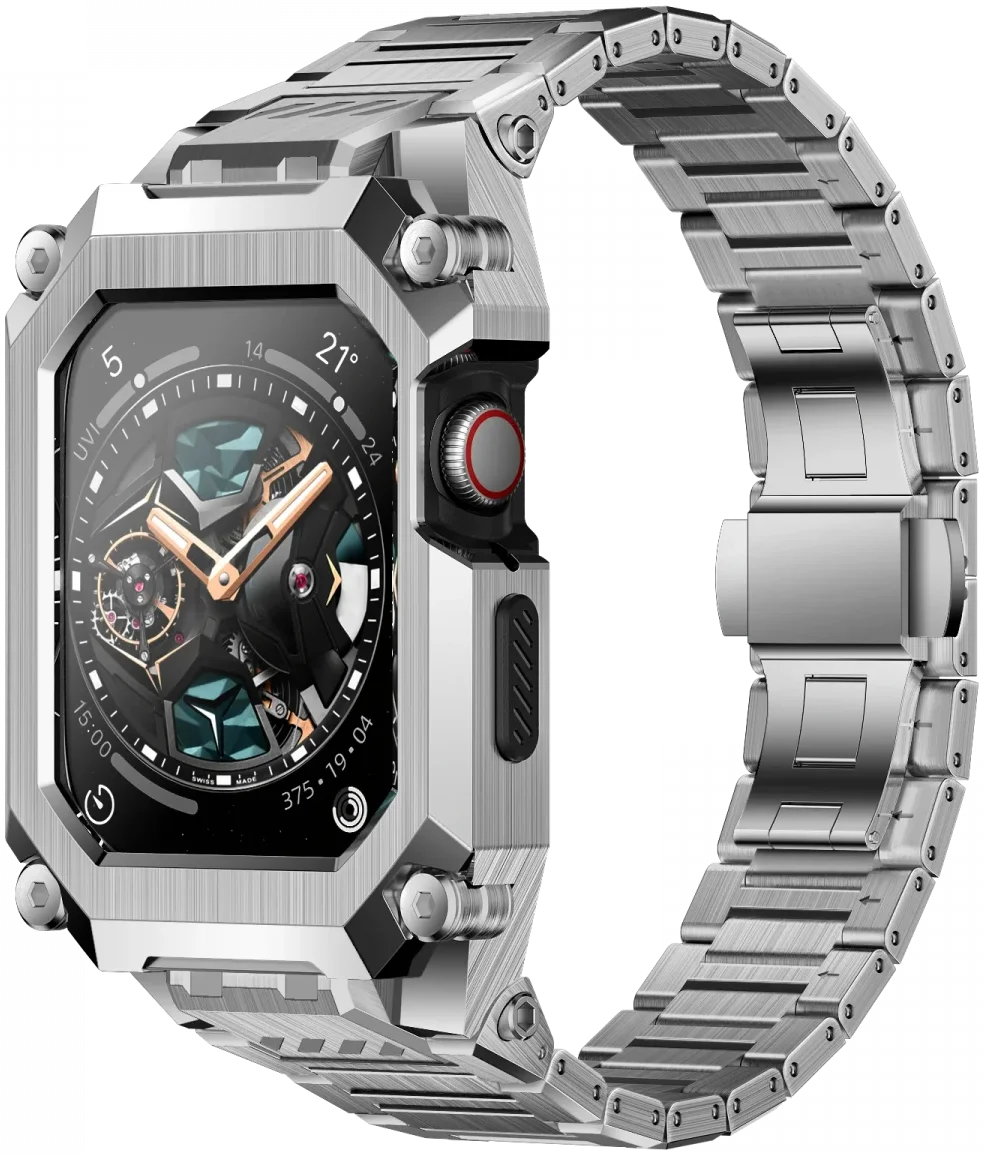 SUPCASE UB - Stalen Apple Watch 45MM / 44MM Case met Schakelband - Zilver afbeelding 1
