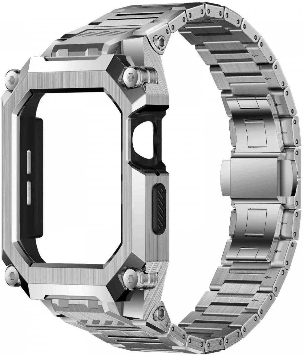 SUPCASE UB - Stalen Apple Watch 45MM / 44MM Case met Schakelband - Zilver afbeelding 3
