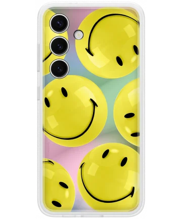 Origineel Samsung Galaxy S24 Hoesje FlipSuit Case Smiley Geel Kaart Hoesjes