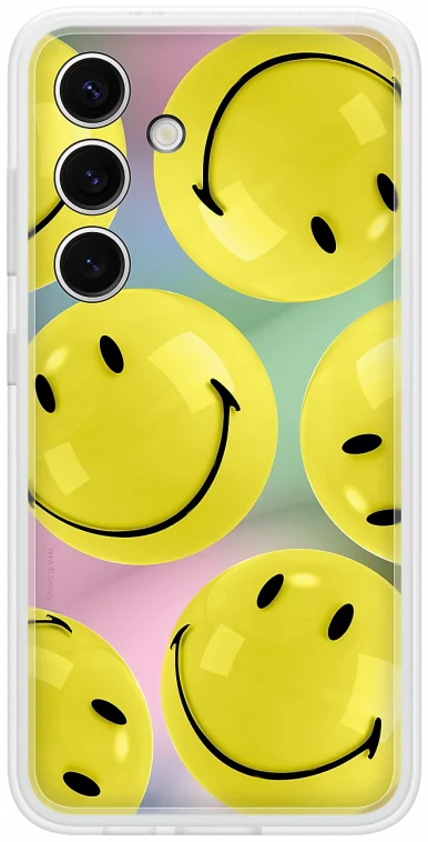 Origineel Samsung Galaxy S24 Hoesje FlipSuit Case Smiley Geel Kaart afbeelding 1