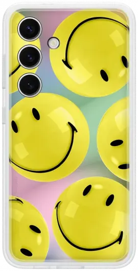 Origineel Samsung Galaxy S24 Hoesje FlipSuit Case Smiley Geel Kaart afbeelding 1