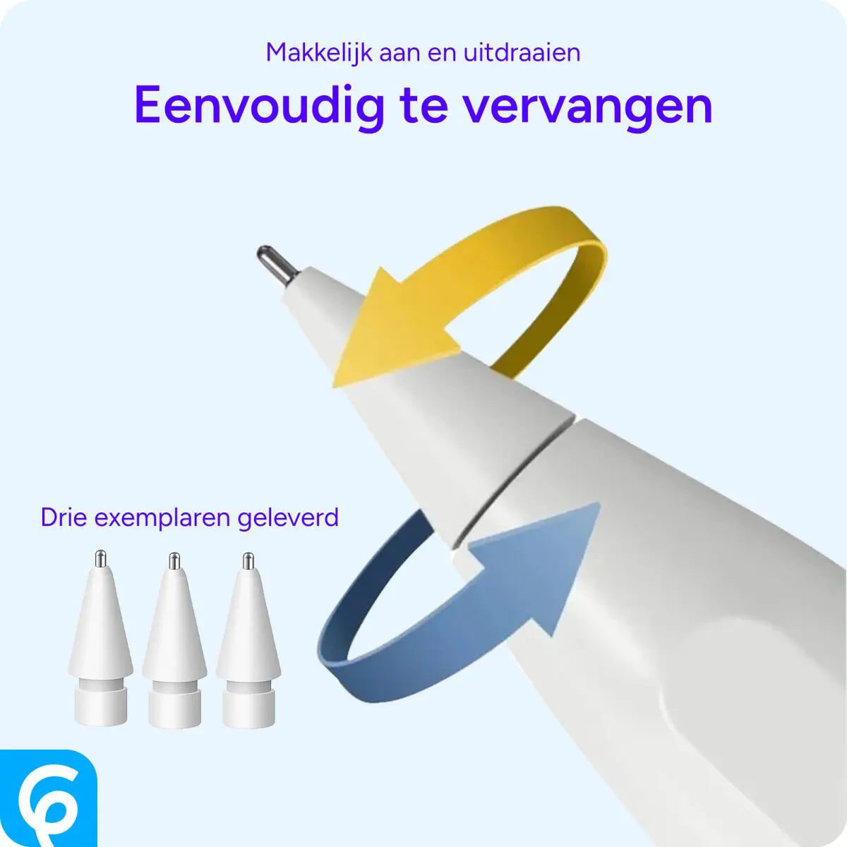 Replacement Metalen Precisie Tips voor Apple Pencil 1 / 2 Wit (3-Pack) afbeelding 5