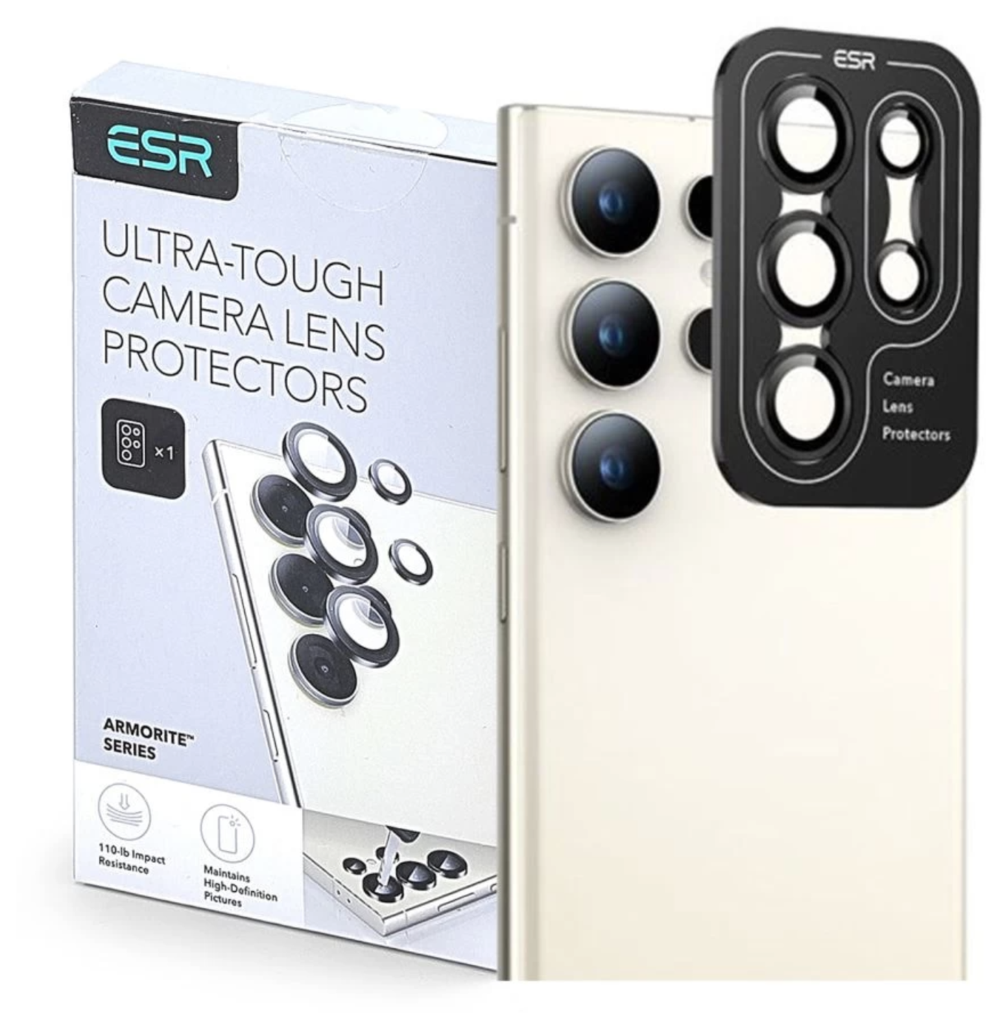 ESR Samsung Galaxy S24 Ultra Camera Lens Protector Zwart afbeelding 1