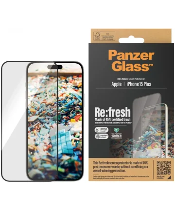 PanzerGlass Refresh Ultra-Wide iPhone 15 Plus Protector Easyaligner Screen Protectors
