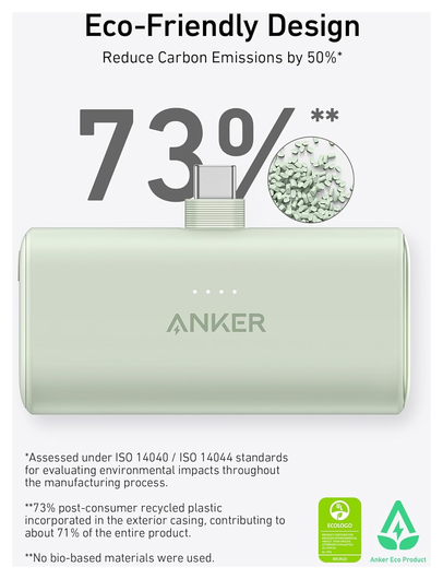 Anker Nano (22.5W) Mini Powerbank met USB-C Connector 5.000 mAh Zwart afbeelding 7