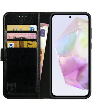 Rosso Element Samsung Galaxy A35 Hoesje Book Case Wallet Zwart Hoesjes