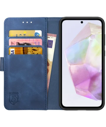 Rosso Element Samsung Galaxy A35 Hoesje Book Case Wallet Blauw Hoesjes