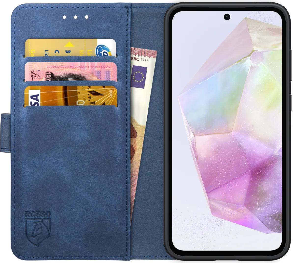 Rosso Element Samsung Galaxy A35 Hoesje Book Case Wallet Blauw afbeelding 1