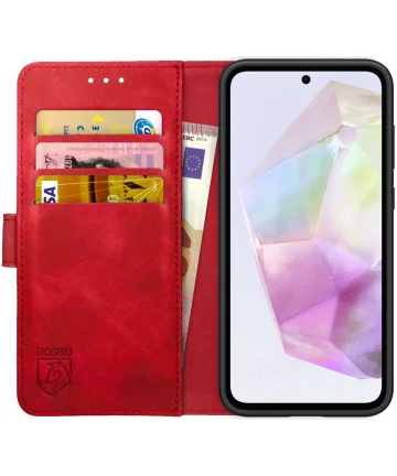 Rosso Element Samsung Galaxy A35 Hoesje Book Case Wallet Rood Hoesjes