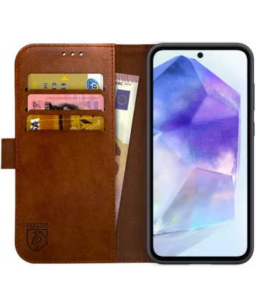 Rosso Element Samsung Galaxy A55 Hoesje Book Case Wallet Bruin Hoesjes