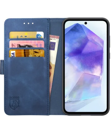 Rosso Element Samsung Galaxy A55 Hoesje Book Case Wallet Blauw Hoesjes
