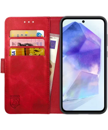 Rosso Element Samsung Galaxy A55 Hoesje Book Case Wallet Rood Hoesjes
