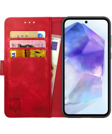 Rosso Element Samsung Galaxy A55 Hoesje Book Case Wallet Rood Hoesjes