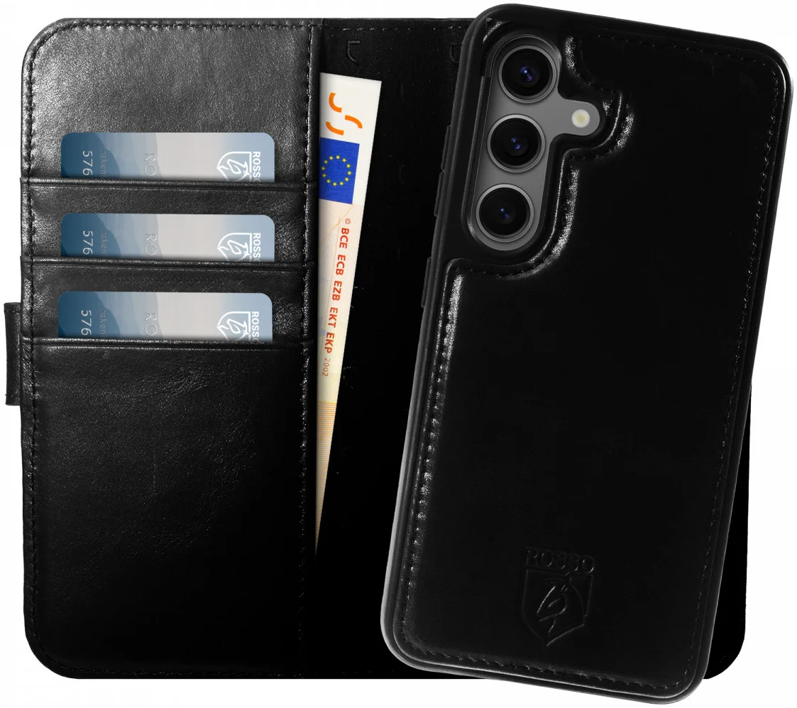 Rosso Elite Samsung S23 FE Hoesje MagSafe Book Case Leer Zwart afbeelding 1