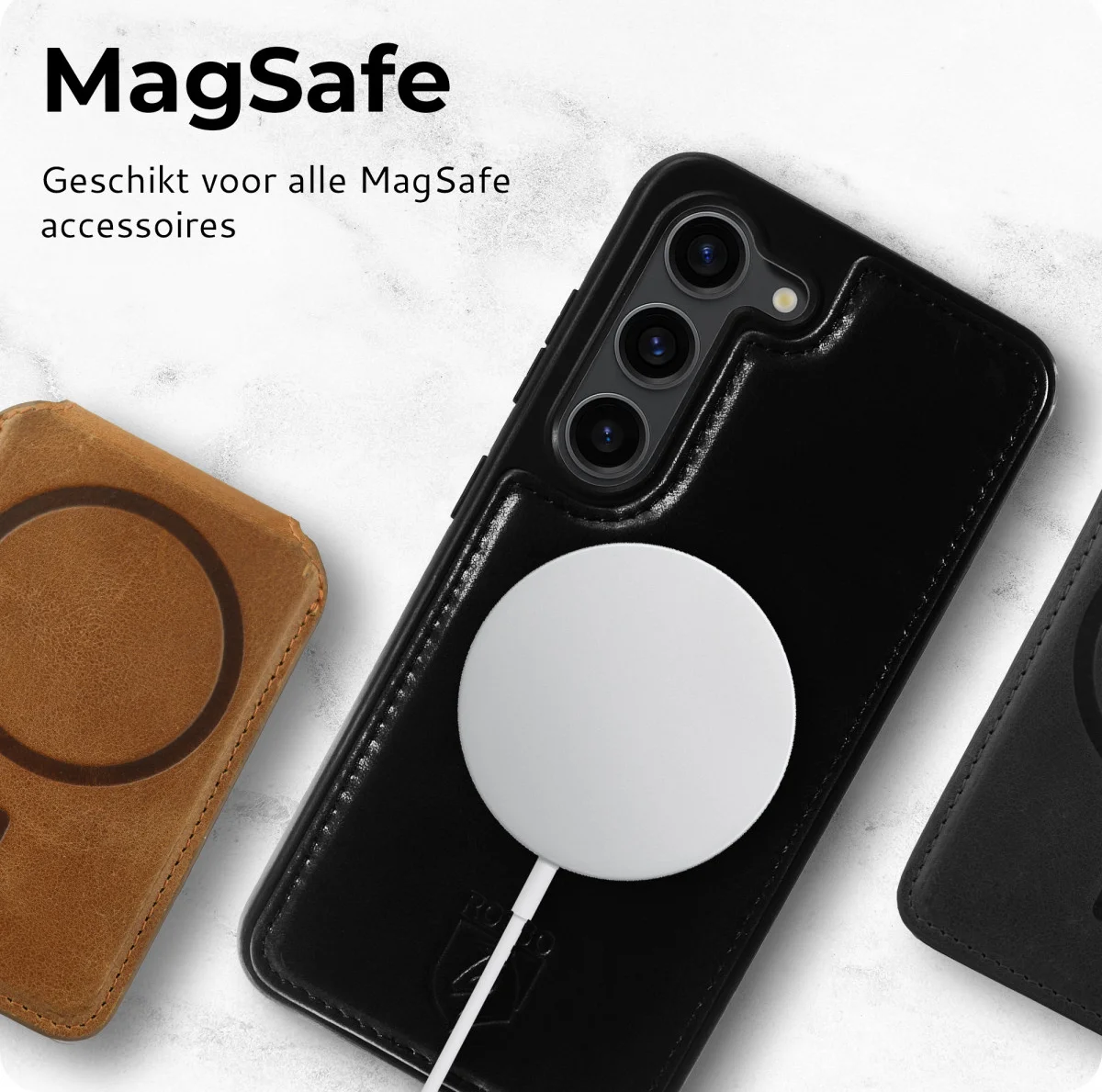 Rosso Elite Samsung S23 FE Hoesje MagSafe Book Case Leer Zwart afbeelding 5