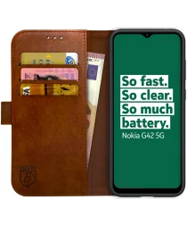 Rosso Element Nokia G42 Hoesje Book Case Wallet Bruin