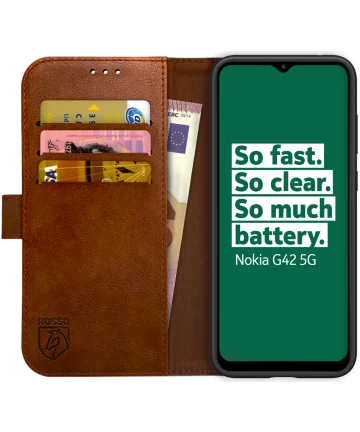 Rosso Element Nokia G42 Hoesje Book Case Wallet Bruin Hoesjes