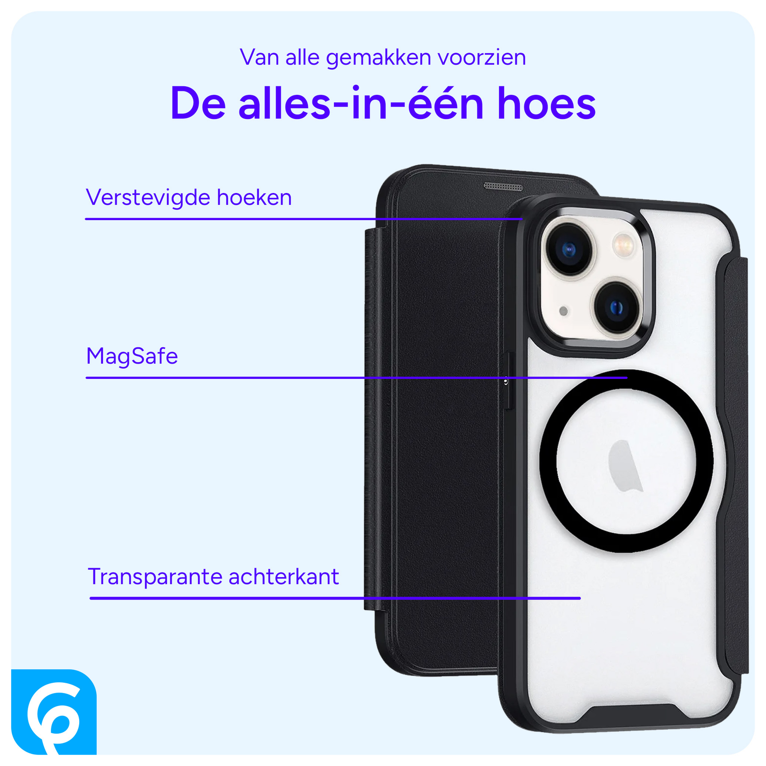 Apple iPhone 13 / 14 Hoesje met MagSafe Book Case Zwart afbeelding 2