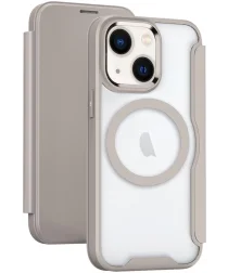 Apple iPhone 15 Hoesje met MagSafe Book Case Khaki