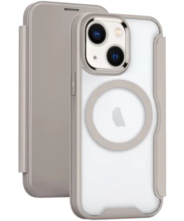 Apple iPhone 15 Hoesje met MagSafe Book Case Khaki Hoesjes