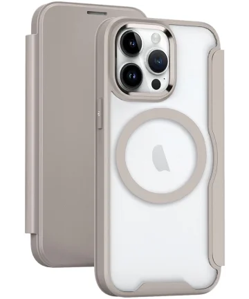 Apple iPhone 15 Pro Hoesje met MagSafe Book Case Khaki Hoesjes