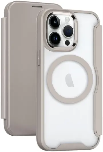 Apple iPhone 15 Pro Hoesje met MagSafe Book Case Khaki afbeelding 1