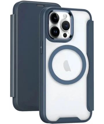 Apple iPhone 15 Pro Max Hoesje met MagSafe Book Case Blauw Hoesjes