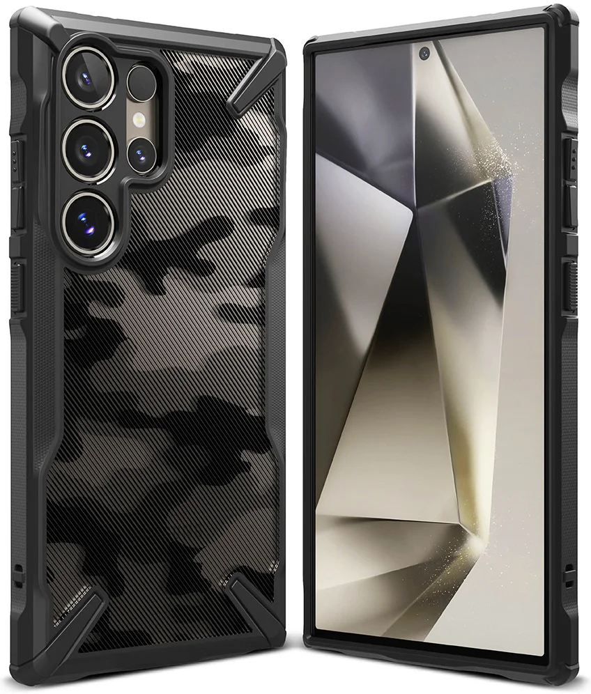Ringke Fusion X Samsung Galaxy S24 Ultra Hoesje Back Cover Camo Zwart afbeelding 2