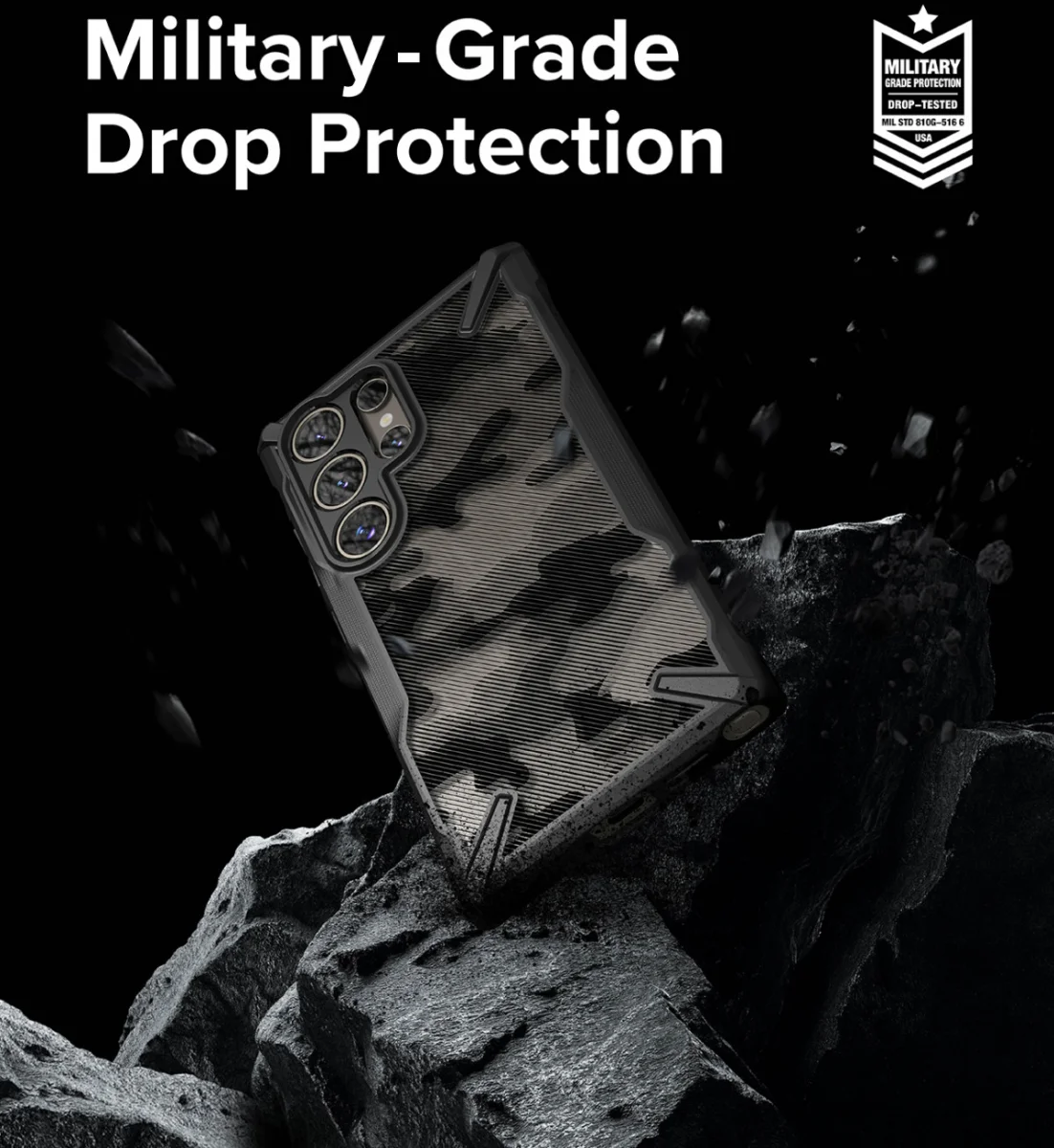 Ringke Fusion X Samsung Galaxy S24 Ultra Hoesje Back Cover Camo Zwart afbeelding 3