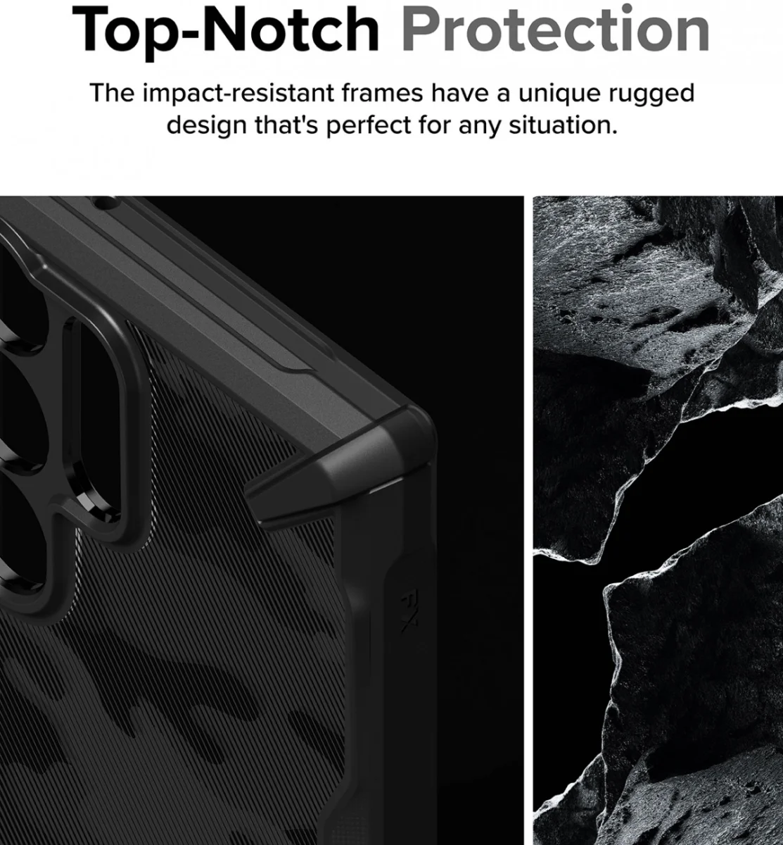 Ringke Fusion X Samsung Galaxy S24 Ultra Hoesje Back Cover Camo Zwart afbeelding 4