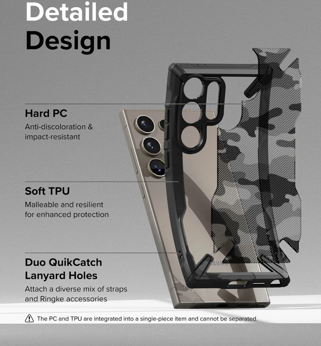 Ringke Fusion X Samsung Galaxy S24 Ultra Hoesje Back Cover Camo Zwart afbeelding 7