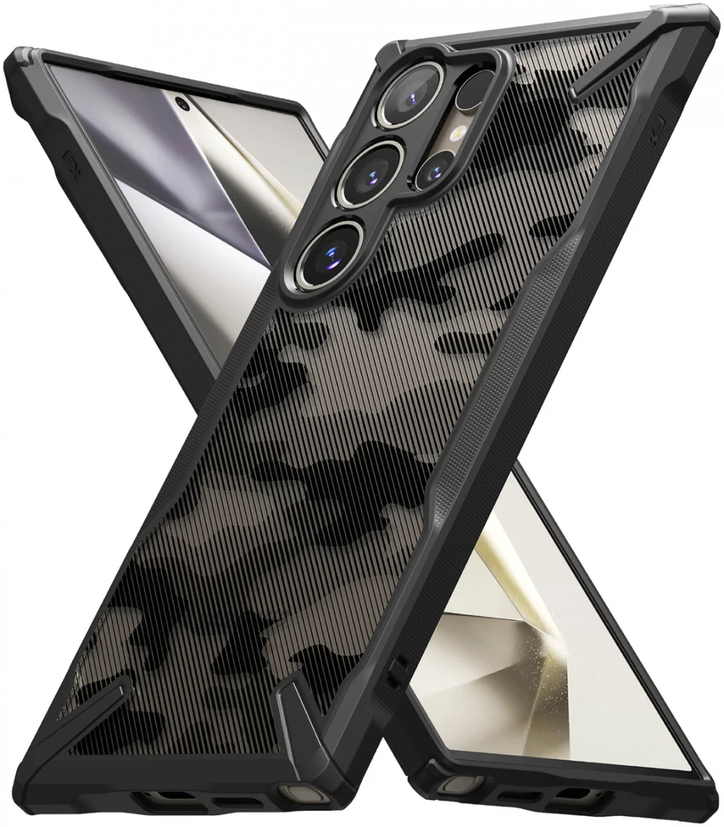 Ringke Fusion X Samsung Galaxy S24 Ultra Hoesje Back Cover Camo Zwart afbeelding 13