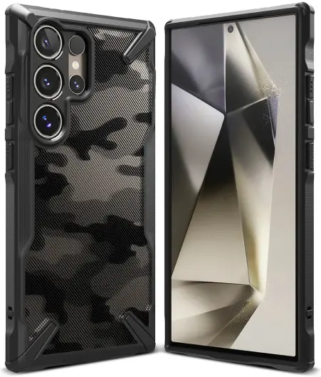 Ringke Fusion X Samsung Galaxy S24 Ultra Hoesje Back Cover Camo Zwart afbeelding 2