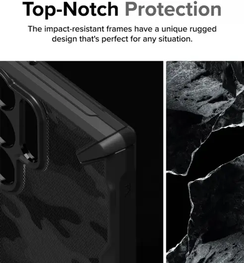 Ringke Fusion X Samsung Galaxy S24 Ultra Hoesje Back Cover Camo Zwart afbeelding 4