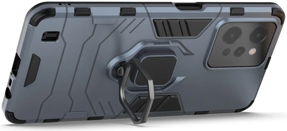 Realme C31 Hoesje met Magnetische Kickstand Ring Blauw afbeelding 2