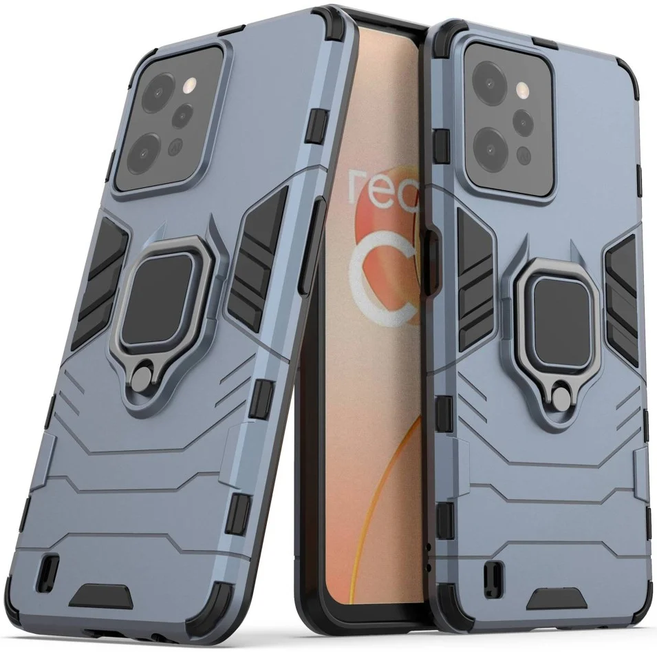 Realme C31 Hoesje met Magnetische Kickstand Ring Blauw afbeelding 6