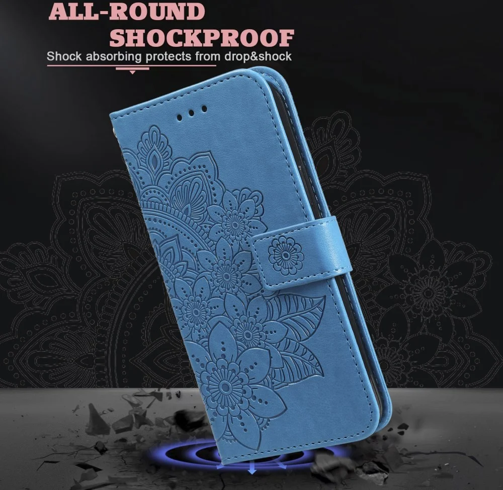 Oppo A18 / A38 Hoesje Mandala Bloemen Wallet Book Case Kunstleer Blauw afbeelding 6