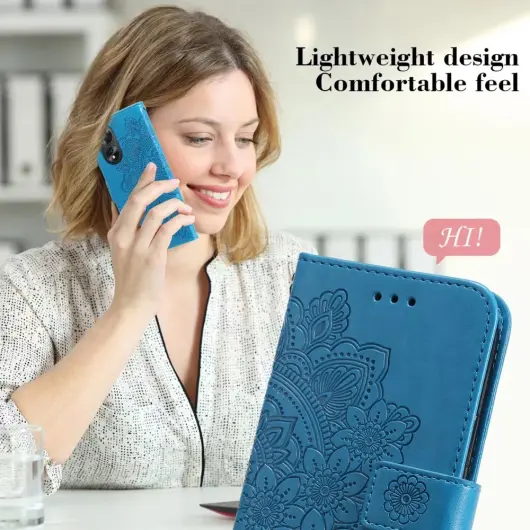 Oppo A18 / A38 Hoesje Mandala Bloemen Wallet Book Case Kunstleer Blauw afbeelding 4