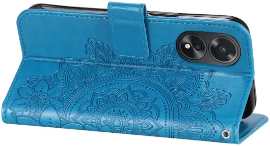 Oppo A18 / A38 Hoesje Mandala Bloemen Wallet Book Case Kunstleer Blauw afbeelding 10