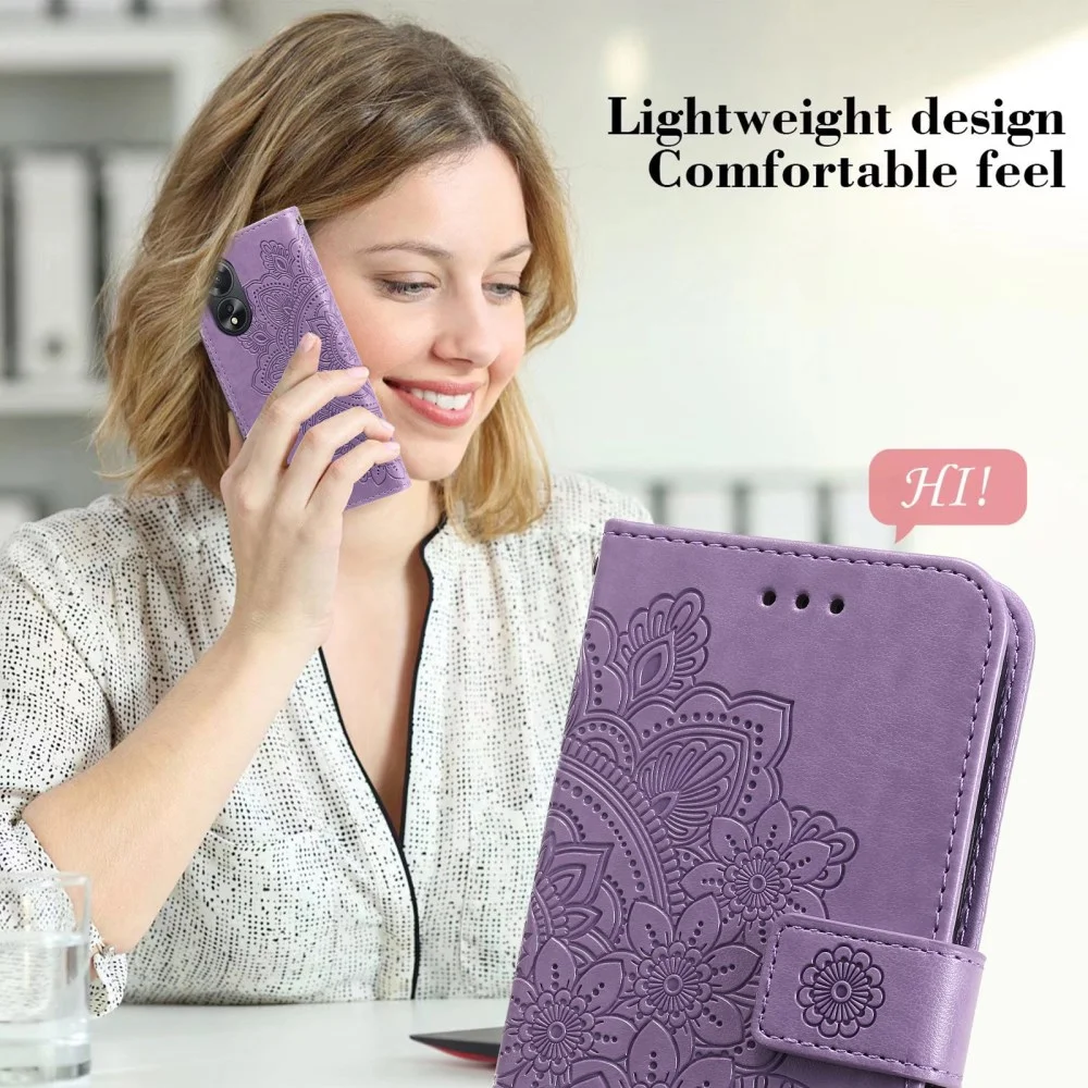 Oppo A18 / A38 Hoesje Mandala Bloemen Wallet Book Case Kunstleer Paars afbeelding 10