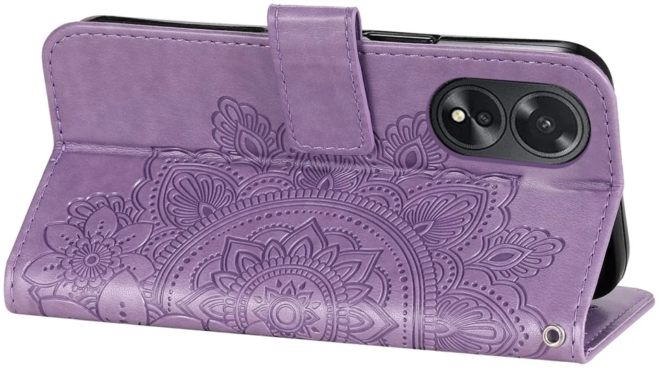Oppo A18 / A38 Hoesje Mandala Bloemen Wallet Book Case Kunstleer Paars afbeelding 6